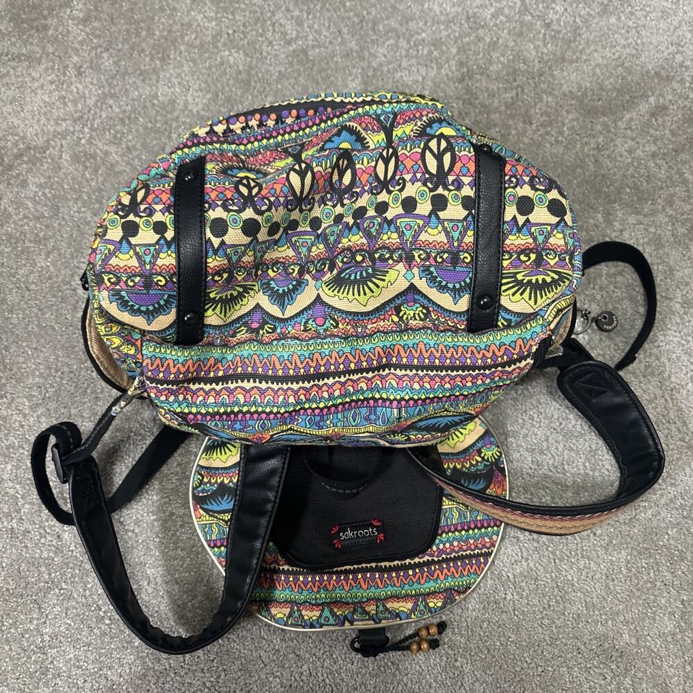 Sakroots Backpack Drawstring Elephant Peace Love The Sak Canvas Tote Boho - Picture 6 of 8